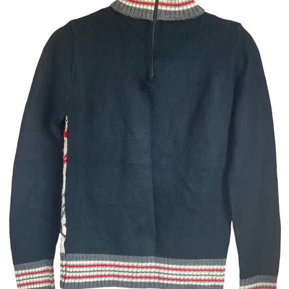 VTGMontage W Small Sweater Turtleneck Ski Mountain Graphic High Neck Old Money - Picture 2 of 11